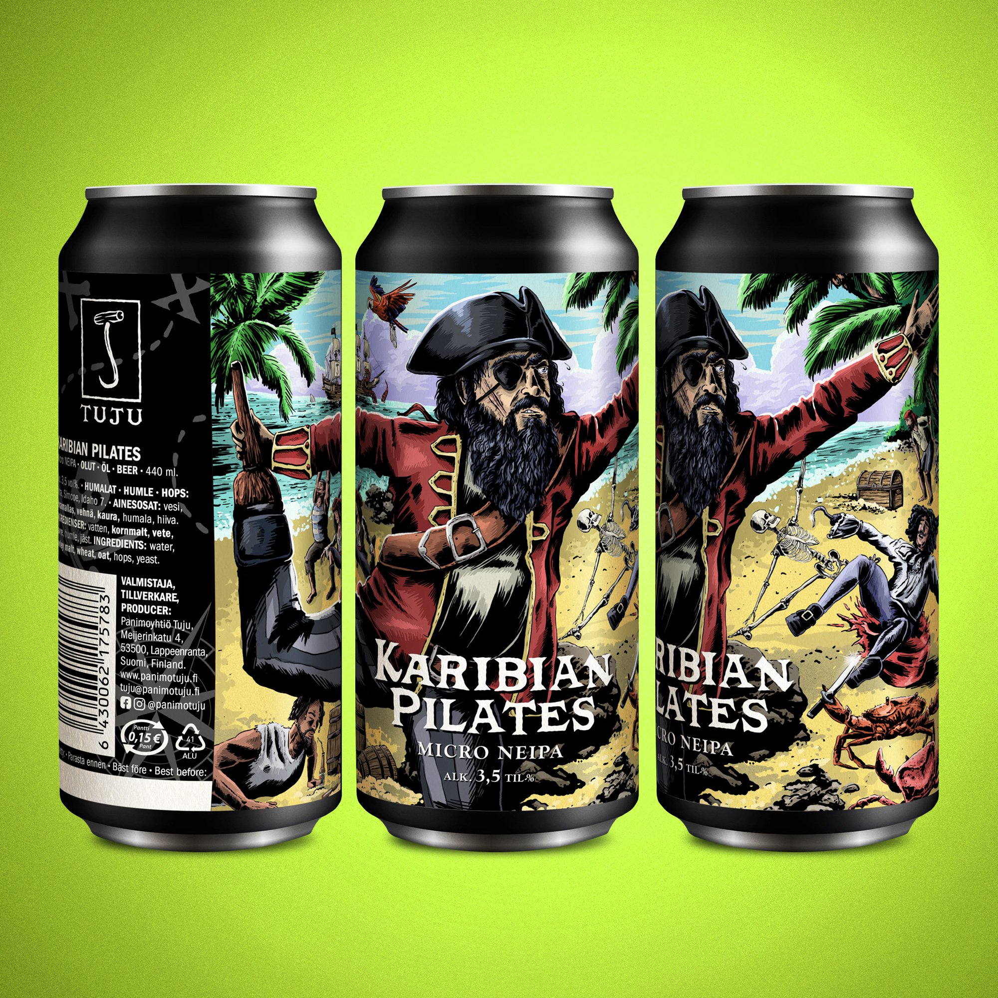 🤾♀️Nyt kaikki kannelle ja jumppatrikoot päälle! 🤾♀️
🏴☠️ KARIBIAN PILATES 3,5% | MICRO NEIPA | Citra, Simcoe, Idaho 7🏴☠️
Tuoretta erää Tujun mehustamosta pihalle! Tämä micro NEIPA on turvallinen valinta kokemattomalle maakravulle ja puujaloille.
Aika varmasti Suomen notkein olut sisältää uhkuvaa kukkaisuutta ja tropiikkia. Eikä tässä mitään aarrekarttaa tarvita, sillä jo tuoksun perusteellakin suu löytää perille. Sitrusmaisuus ja sitruunankuorisuus, hilpeä aprikoosisuus, makea mangoisuus ja jälkiliukuna greippisyyteen ja mäntymäiseen pihkaisuuteen uppoava kepeä humalamehuttelu tarjoaa mainion treeninjälkeisen kokemuksen!
Herkunmoinen Karibian Pilates on saatavilla kaupoista ja ravintoloista kautta maan sekä tietty Tujun verkkonoutokaupasta, höpsö!
https://www.panimotuju.fi/tuote/karibian-pilates-35/