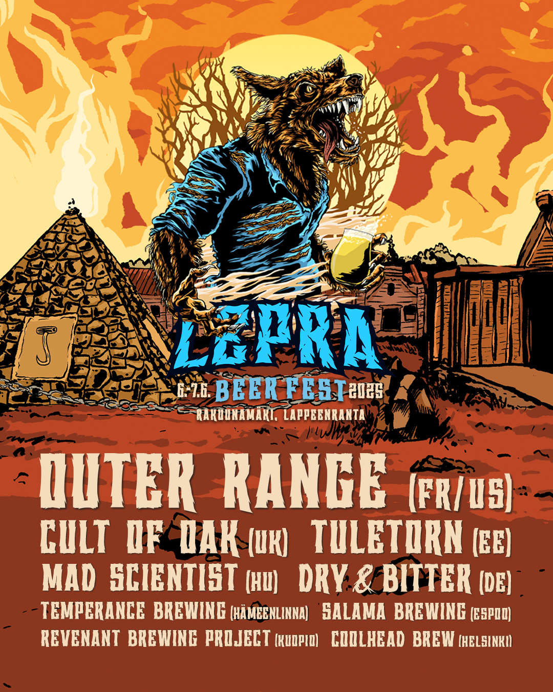 EI ENÄÄ KAUAA - PIAN FESTAROIDAAN!
🧟LEPRA BEER FEST 2025 | 6 - 7.6.2025🧟
Ennakkolippumyynti on kuumimmilaan, mutta jos et sellaista saa niin ei hätää! Portilla on lippuja myynnissä runsain mitoin!
Kesäkuun alun järkyttävin panimokattaus täyttää Lappeenrannan Rakuunamäen! Kansainväliset huippupanimot asettuvat rinnakkain kotimaisen olutkentän kuumimpien nimien kanssa!
@outerrangebrewingco 🇺🇸/🇫🇷
@cultofoak 🇬🇧
@tuletornbeer 🇪🇪
@madscientistbeer 🇭🇺
@dryandbitterbrewing 🇩🇰
@temperancebrewing 🇫🇮
@salamabrewingsuomi 🇫🇮
@revenant.beer 🇫🇮
@coolheadbrew 🇫🇮
Tuju Karelian Buys 🇫🇮
Ennakkolippuja perjantaille vielä jäljellä
https://www.panimotuju.fi/tuote/lepra-beer-fest-2025-ennakkolippu/
Festariaikaan saatavilla molemmille päiville lippuja myös ovella!
Ota tapahtuma seurantaan: https://www.facebook.com/events/1505386507106338
