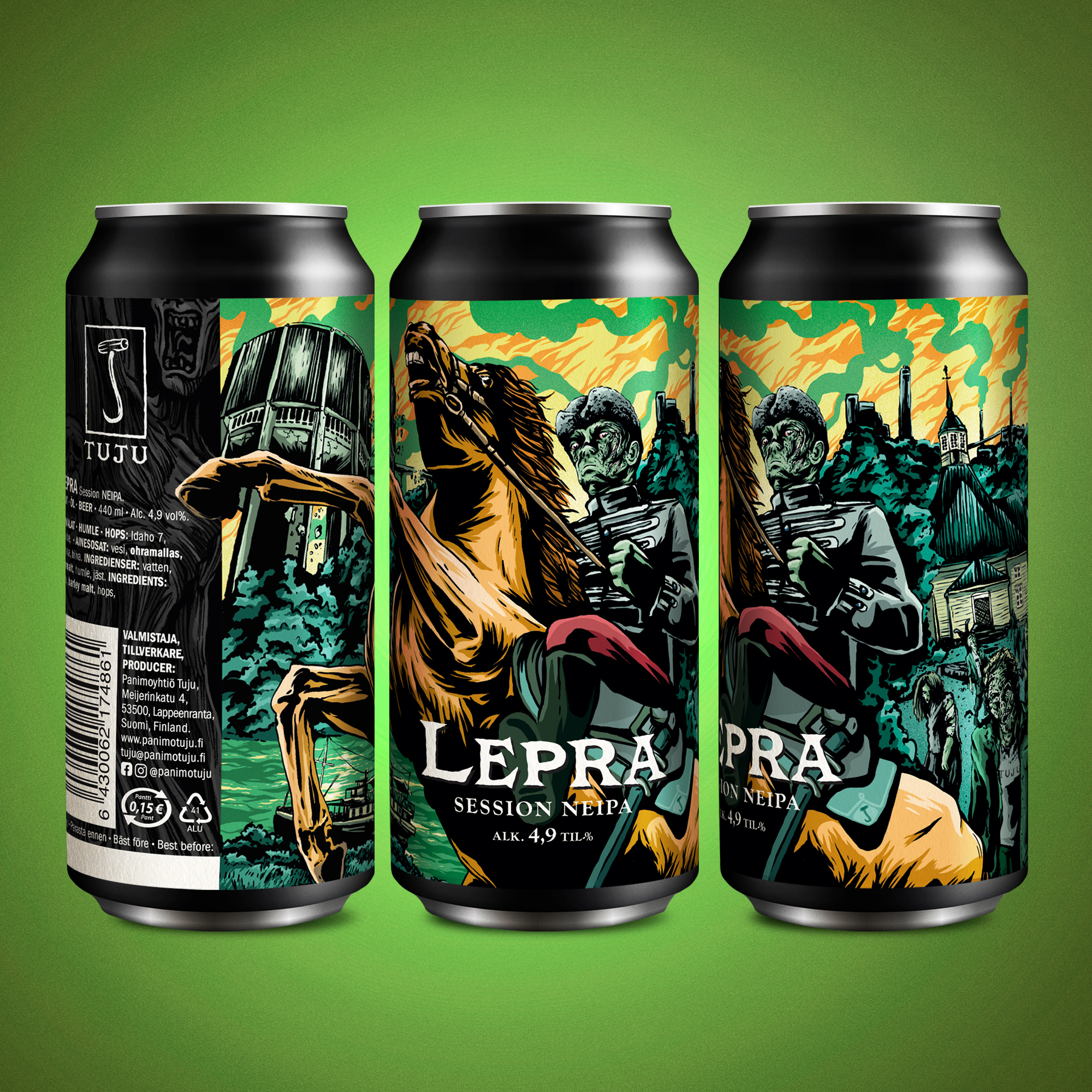 ❤️Tervetuloa takaisin sinä rakas pötikkä!❤️
🧟Lepra 4,9% | Session NEIPA | Idaho 7, Simcoe🧟
"Maakuntatuote". Se on sana joka ei ihan aina resonoi kovin hyvin. Mutta sitten taas meillä on Lepra! Lappeenrannan oma Leprahan on mainio tuominen, oli kotiseutuikävä tai haluat muuten vain levittää kotiseutuylpeyttä. Lepra tuo punan poskille ja hymyn korviin.
Lepra on myös kielet irrottavaa sumuolutta, jossa savuavat tehtaanpiiput värjäävät tämän hedelmäisen session NEIPAn kullankeltaiseksi nektariksi. Aromipuolella nousee esiin trooppista hedelmää, sitrusta ja greippisyyttä sekä mäntymäinen jälkiliuku. Humalina siis Idaho 7 ja Simcoe.
Saatavilla kaupoista ja ravintoloista kautta maan sekä virallisesta verkkonoutokaupastamme osoitteesta https://www.panimotuju.fi/tuote/lepra-49/