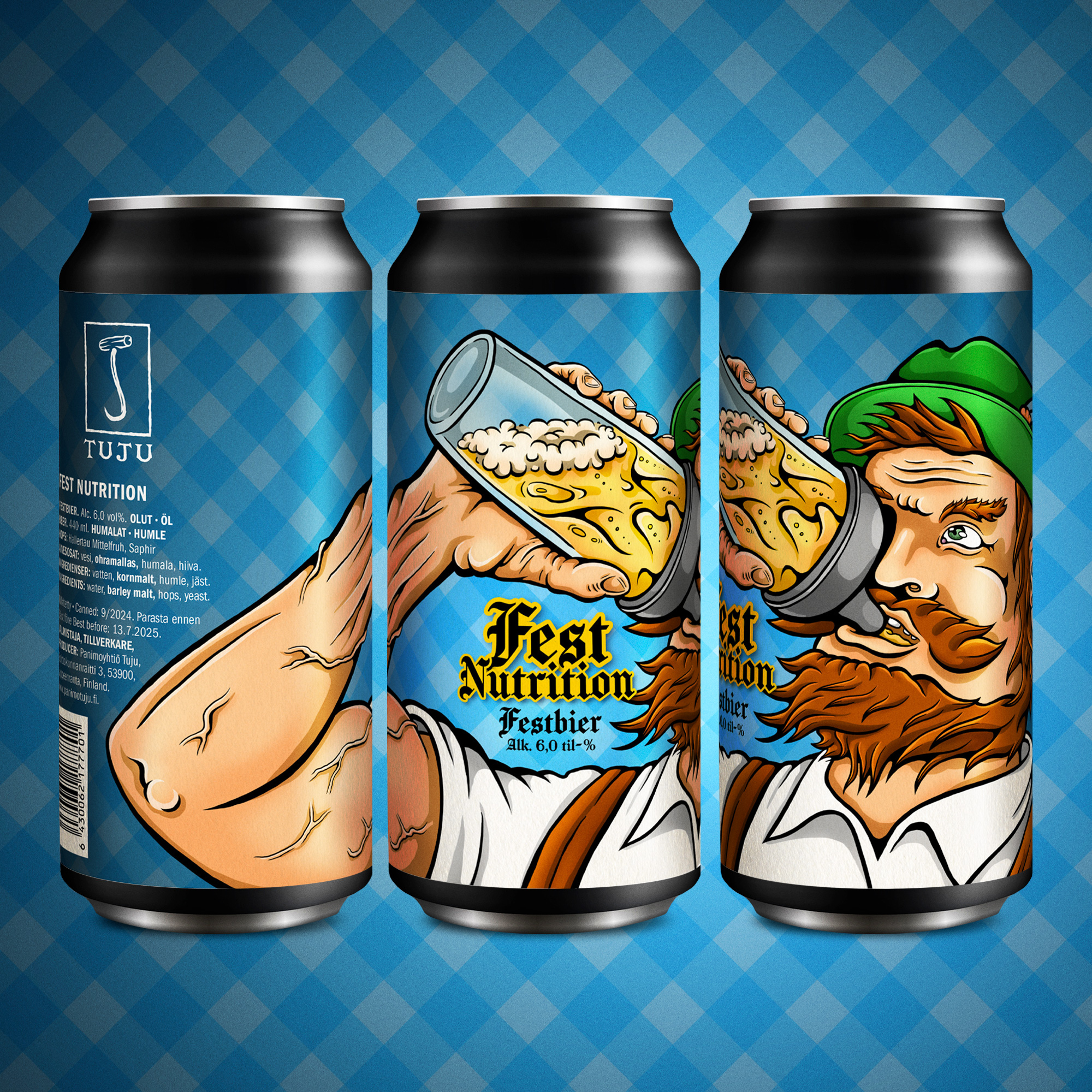 *** TÖLKKI- JA HANAJULKAISU! ***Guten Tag! Tässä jotain isompaan tuoppiin sopivaa!🥨Fest Nutrition 6,0% | Festbier | Hallertau Mittelfrüh, Saphir🥨Festbierimme on vaalea, saksalaistyylinen nesteyttävä lager, joka on suunniteltu tukemaan aktiivista Oktoberfest-tyylistä elämäntapaa ja nautiskelua. Fest Nutrition yhdistää täyteläistä maltaisuutta ja kevyttä humalointia. Kullankeltainen väri ja tyydyttävä vaalea vaahto houkuttelevat heittämään jumppalederhosenit jalkaan ja kippaamaan oluen vähän isommasta tuopista. Leipämäinen maltaisuus, hienostunut, pirskahteleva floraalinen ja mausteinen makumaailma yhdistyvät pehmeään makeuteen. Keskirunsas runko ja hieman kermainen suutuntuma tekevät siitä helposti juotavan. Festbier on nykyaikainen Oktoberfest-olut, joka on kevyempi ja vähemmän täyttävä kuin perinteinen Märzen, mutta silti täynnä makua.Huom! Vaikka olut sisältääkin hiilihydraatteja ja elektrolyyttejä, ei se välttämättä sovi palautusjuomaksi.Ostappa omasi ennakkoon verkkonoutokaupastamme osoitteesta https://www.panimotuju.fi/tuote/fest-nutrition-60/