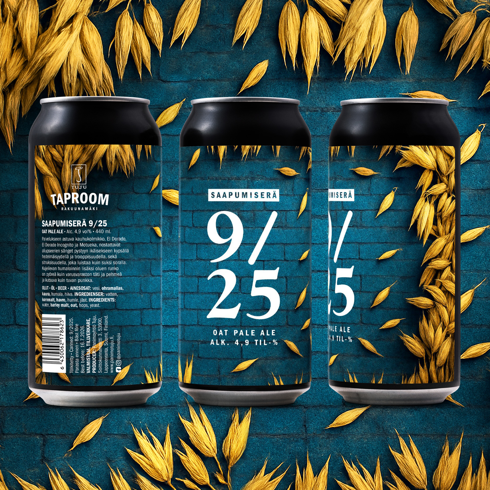 *** UUSI SAAPUMISERÄ ASTUU PALVELUKSEEN! ***SAAPUMISERÄ 4,9% | 9/25 | Oat Pale Ale | El Dorado, El Dorado Incognito ja MotuekaSaapumiserät ovat Tujun ja Tuju Taproomin omia prototyylisiä erilaisia "talon oluita". Vanhalla varuskunta-alueella sijaitseva Tujun panimon ja Tuju Taproomin ympäristö ei ole hetkeen kuullut kopisevia marssiaskeleita tai -lauluja, mutta Saapumiserät saavat varmasti laulujänteen notkeiksi.Palvelukseen astuu Saapumiserä 9/25. Tyyliltään oat pale ale.Palvelukseen astuva kauhukolmikko, El Dorado, El Dorado Incognito ja Motueka, nostattavat aliupseerien sänget pystyyn kypsällä hedelmäisellä trooppisuudella ja sitruksisuudella, joka luistaa kuin suksi soralla. Kujeilevan humaloinnin lisäksi oluen runko on pyöreä kuin varusvaraston täti ja pehmeä ja kutsuva kuin tuvan punkka.Vain Tuju Taproomista. HUOM! Saatavilla ke 10.9.2025 lähtien!
