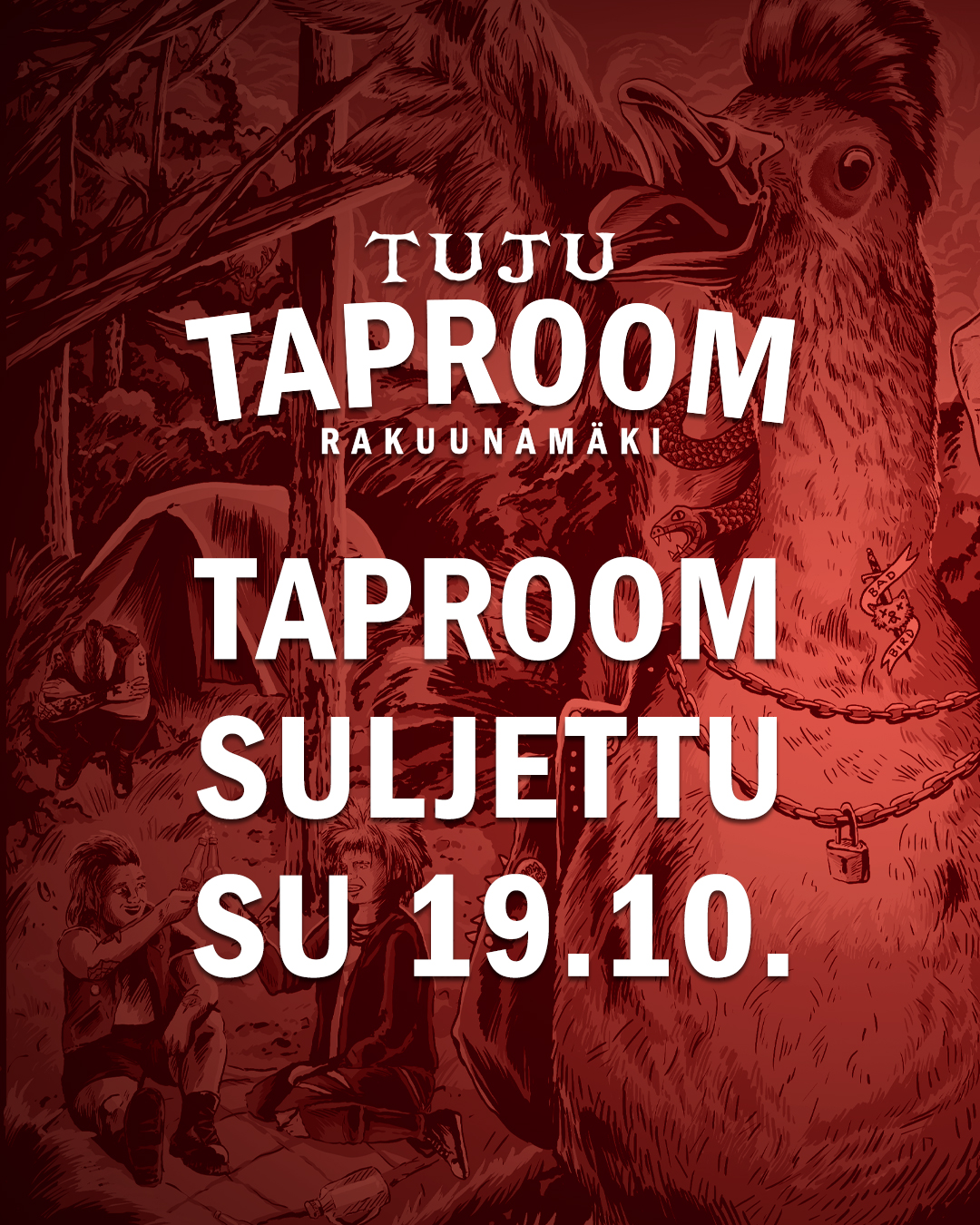 🍻 Taproom on suljettu sunnuntaina 19.10.! 🍕Rankka työ vaatii rankat huvit – ja meidän uskomaton henkilökuntamme viettääkin ansaittua virkistyspäivää tämän viikon sunnuntaina. �Eli turha tulla koputtelemaan ovea tai haaveilemaan pizzasta ja kylmästä huurteisesta – tällä kertaa nautimme ne ihan itse! 😎👉 Palvelemme normaalien aukioloaikojen mukaisesti ennen ja jälkeen sunnuntain. Kurkkaa ajantasainen hanalista ja pullopuodin valikoima osoitteessa: www.panimotuju.fiNähdään taas pian Taproomilla!
