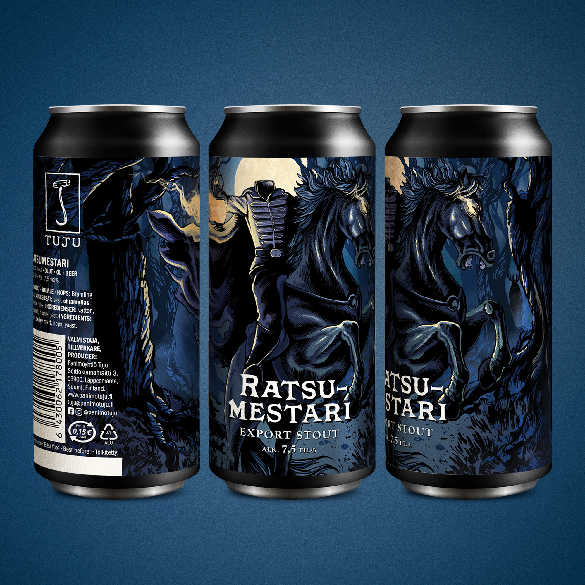 *** PÄÄTÖNTÄ MENOA YMPÄRI SUOMEN! ***
Ratsumestari 7,5% | Export stout | Bramling Cross

Kerrotaan, että Tujun panimonakin tunnetusta vanhasta hevostallista on vapautettu salaperäinen ja taitava ratsumestari, joka piileskelee metsän reunamilla. Tämä korkea-arvoinen ratsumies pitää päänsä kylmänä ja hallitsee ratsuaan tyylikkäästi. Hänen mustan hevosensa silmissä välkehtii uhkaava hehku, kilvoitellen kuun valon kanssa.

Ratsumestari on tummanpuhuva, hieman vahvempi stout, jossa maltaan paahteisuus ja katkeruus kohtaavat hienovaraisen suklaan ja kahvin sävyt. Jännittävän humalointinsa ansiosta tässä oluessa voi aistia myös kevyttä sitruksista kalmankosketusta, syvyyksistä ilmestyviä tummia marjoja sekä luumun aromia.

Saatavilla siisteistä kovismyymälöistä ja -ravintoloista ympäri Suomen, sekä tietty Tuju Taproomista!

Verkkonoutokauppa palvelee osoitteessa https://www.panimotuju.fi/kauppa/