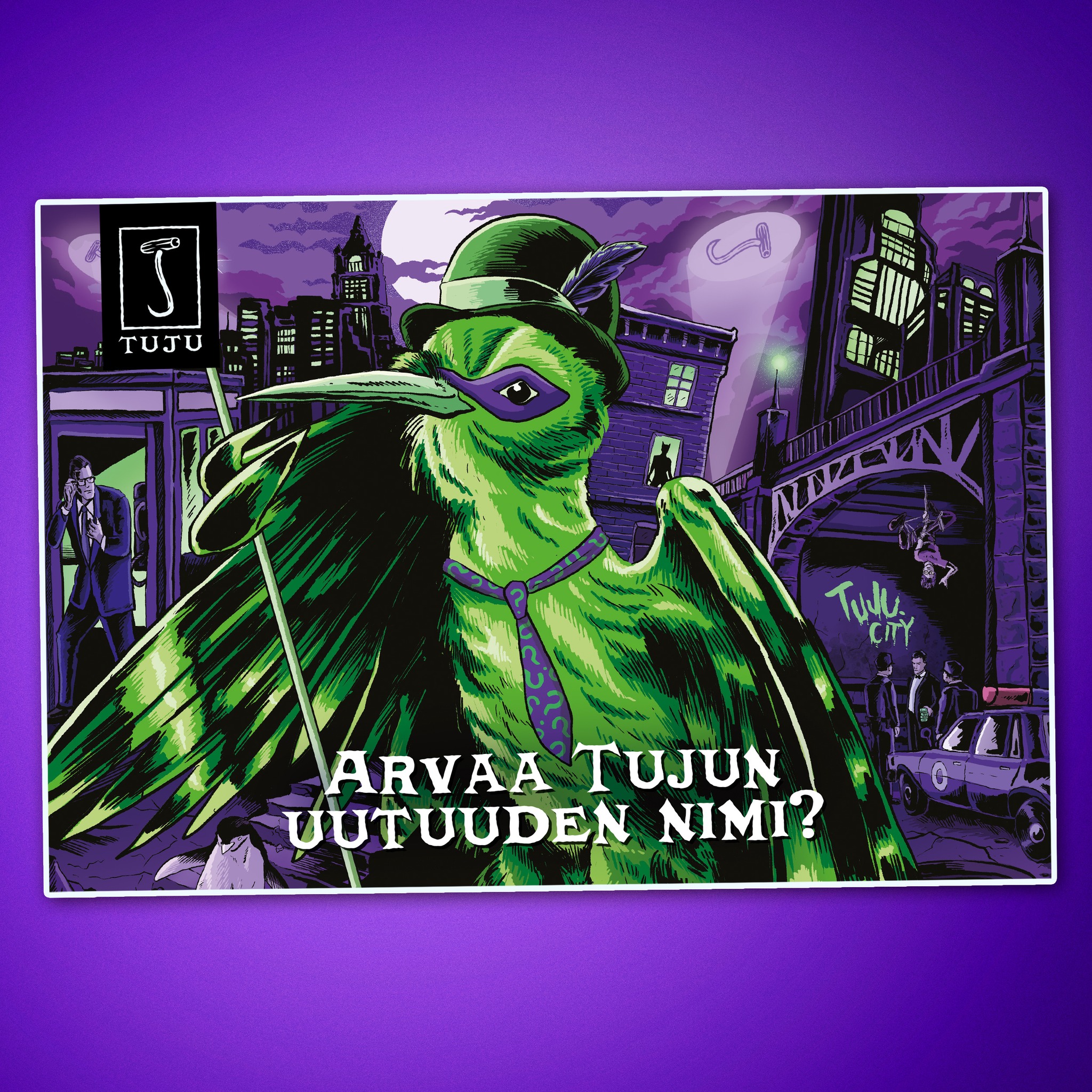 🕊️Arvuuttele ja voita!🕊️

Goottikinkkukaupungista kajahtaa ja nyt arvuuttelemme uutuuden nimeä. Älä eksy väärälle reitille, tai seurauksena voi olla sulkasato! Nyt kyseessä on aromaattinen arvoitus ja todellinen höyhenpeitteinen hämmentäjä.

Mutta mikä oikein on tämän vihreän siipiveikon nimi? 
Tuttuun tapaan julkistamme uutuuden 5.1.2026 klo 09:30. Siihen asti on aika tykittää veikkauksia! Tämä uutuus valtaa kaupat maanantaista lähtien.

Tykkää somestamme ja arvaa uuden tuotteen nimi, mutta muista, emme hae oikeaa vastausta, vaan palkitsemme kaksi PARASTA - mutta varmasti väärää vastausta!

Arvuuttelu on käynnissä Facebookissa ja Instagramissa, joista kumpikaan ei ole mukana kisassa blaa blaa blaa. Ole nokkela kuin nahkasiipinen (ja -housuinen) kostaja! Emme kuitenkaan palkitse ketään alkoholilla, joten voit uskoa, että jotain muuta siistiä on tulossa! 

Arvuuttelu päättyy ma 5.1.2025 klo 9:30!