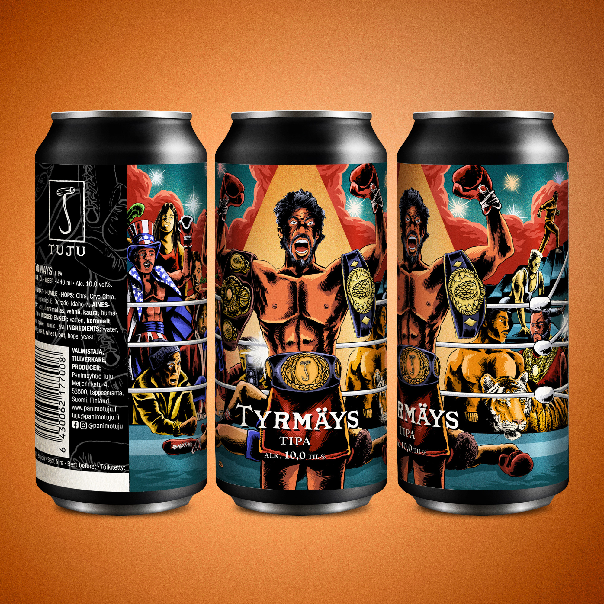Onko leuka kipee?

🥊Tyrmäys 10,0% | TIPA | Citra, Cryo Citra, Citra Ingocnito, El Dorado, Idaho 7🥊

Epäilystä ei ole. Pistetuomarien ilta oli täysin turha.

Tyrmäys starttaa hyvällä askelkuviolla, jossa jabissa puraisee tiukkaa sitruksisuutta ja hämäyksen limettiä. Kesken matsin iskee ristiin trooppista hedelmää ja kypsän makeaa mangoa. Prosenteista käy selväksi, ettei tänne ole lähdetty sparraamaan. 

Irtoavat korvat ja mattoon iskevä uppari ananasta ja kivihedelmää vaivuttavat sinut kohti floraalista päiväunta. Tiikerinsilmä soi, mutta vaikka prosentit iskevät kuin hevosenkenkä hanskassa, on Tyrmäys-TIPA kokonaisuutena varsin paksu, muhkea ja hämmentävän pehmeä. Se tuottaa samantasoista mielihyvää, kuin Jaakko Paulin luvunlasku.

Tyrmäys – TIPA on kiistattomasti Tujun raskaan sarjan muhkeimmin humaloitu törpötin.🏆

Saatavilla Tujun verkkonoutokaupasta osoitteesta https://www.panimotuju.fi/tuote/tyrmays-100/
Myös siisteistä ravintoloista ja mahdollisesti hetken päästä Alkonkin valikoimista!