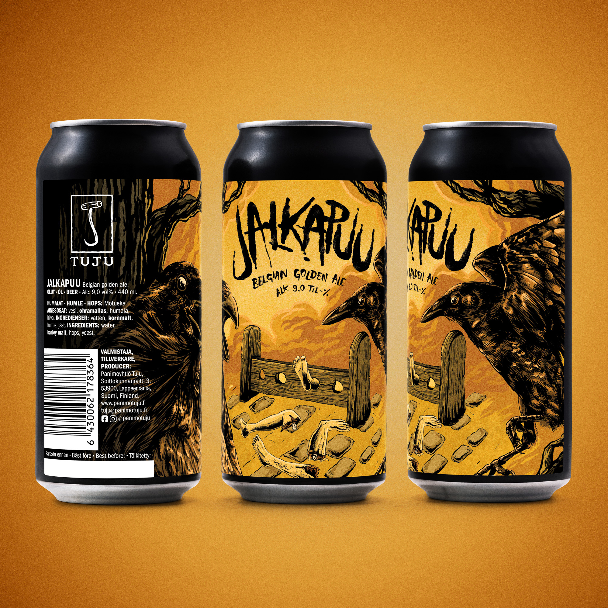 *** Tuorein erä nyt Tujun Taproomilla, ravintoloissa ja Alkossa ***

🦶🏿Jalkapuu 9,0% | Belgian golden ale | Motueka🦶🏿

Jo aikojen alusta asti Tuju on asettanut asiakkaansa kiipeliin tekemällä belgityylisiä vaaleita herkkuja, joten tässä on olut, jonka kanssa saa istuskella tovin. Jalkapuu on Belgian golden ale;  kuiva, vaalea ja vahva olut, jossa hiivan tuottamia  rankaisevan hedelmäisiä estereitä buustaa aromihumaloinnista huolehtiva Motueka.

Tyylilajinsa mukainen moniulotteisuus, mausteisuus ja korkea hiilihappoisuus lyövät kuin kepillä selkään ja rangaistuksenomaisesti istuttavat sinut häpeäpenkkiin. Pidä kuitenkin huolta itsestäsi, sillä piilotteleva tymäkämpi alkoholipitoisuus potkaisee ja  saattaa aiheuttaa tunnetta, ettei jalka kannakaan.

Saatavilla Alkon verkkonoutokaupasta https://www.alko.fi/tuotteet/901776/Tuju-Jalkapuu-t-lk