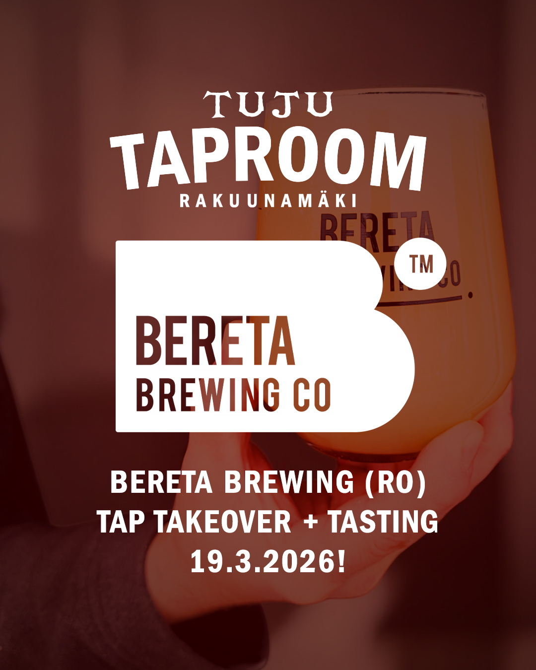 *** Tuju Taproom - Beretan 🇷🇴 tasting torstaina 19.3.2026 klo 18:00 ***Oma maahantuonti ja matkatoimistomme Tuju Karelian Buys toimittelee oluiden lisäksi maahan myös ihmisiä, jotka niitä tekevät! Vuoden 2026 ensimmäisen vierastastingin tulee pitämään romanialainen @beretatm !Länsi-Romaniassa Timisoaran ulkopuolella sijaitseva Bereta on erittäin kovassa nosteessa oleva käsityöpanimo, joka nauttii Untappd-sovelluksessakin huikeaa suosiota kokonaisarviolla 3,92! Etenkin panimon IPA:t ja sourit tuntuvat uppoavan janoiselle olutkansalle erityisen hyvin ja panimo on aktivoitunut myös yhteistyöoluiden tekemisessä.  Tämä tasting muodostuu panimon uusimmista keitoksista, mutta myös hartaasti kypsytetyistä, harvinaisista lanseerauksista!Paikalle saapuu itse OG Silviu Burta, panimon perustajia!Liput https://www.panimotuju.fi/tuote/paasylippu-bereta-rom-tasting-19-3-2026-klo-1800/