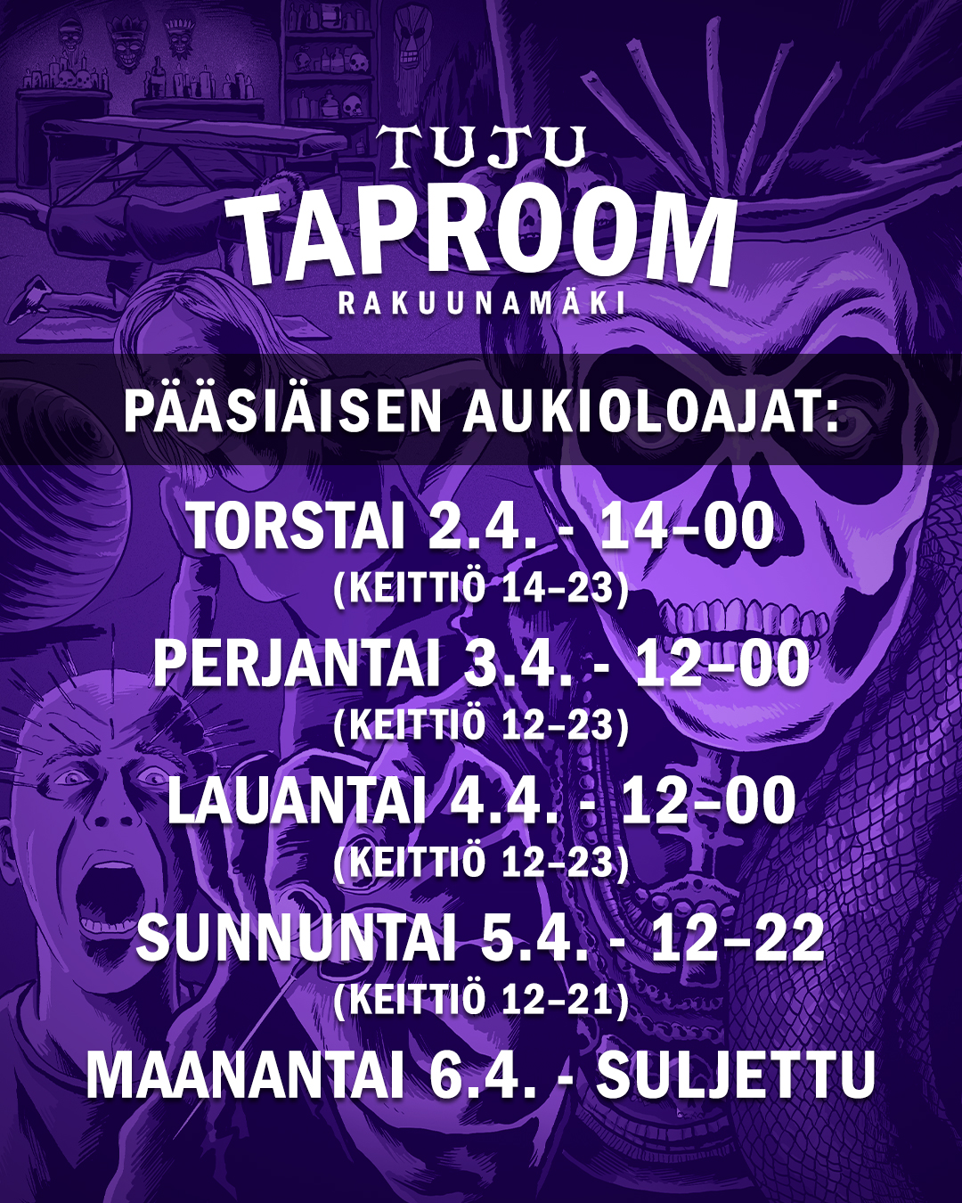 🐤Ensi viikolla on pääsiäinen, mutta henkilökuntamme kokee ylösnousemuksen joka päivä iloksenne! 🥚

Pizzaa paistuu aikalailla normiaikataulujen mukaan ja oluttakin kaatuu hirveää vauhtia!

Muista myös, että superkovispäivänä eli torstaina 2.4. klo 18:00 meille tulee erikoisvieras kylään, nimittäin @badseedbrewing 🇩🇰. Bad Seed on kohisten noussut Tanskan yhdeksi seuratuimmista panimoista. Meille saapuu oluentekijä Nicklas kertomaan jutut ja juottamaan setit!

Tasting-liput:
https://www.panimotuju.fi/tuote/paasylippu-bad-seed-dk-tasting-2-4-2026-klo-1800