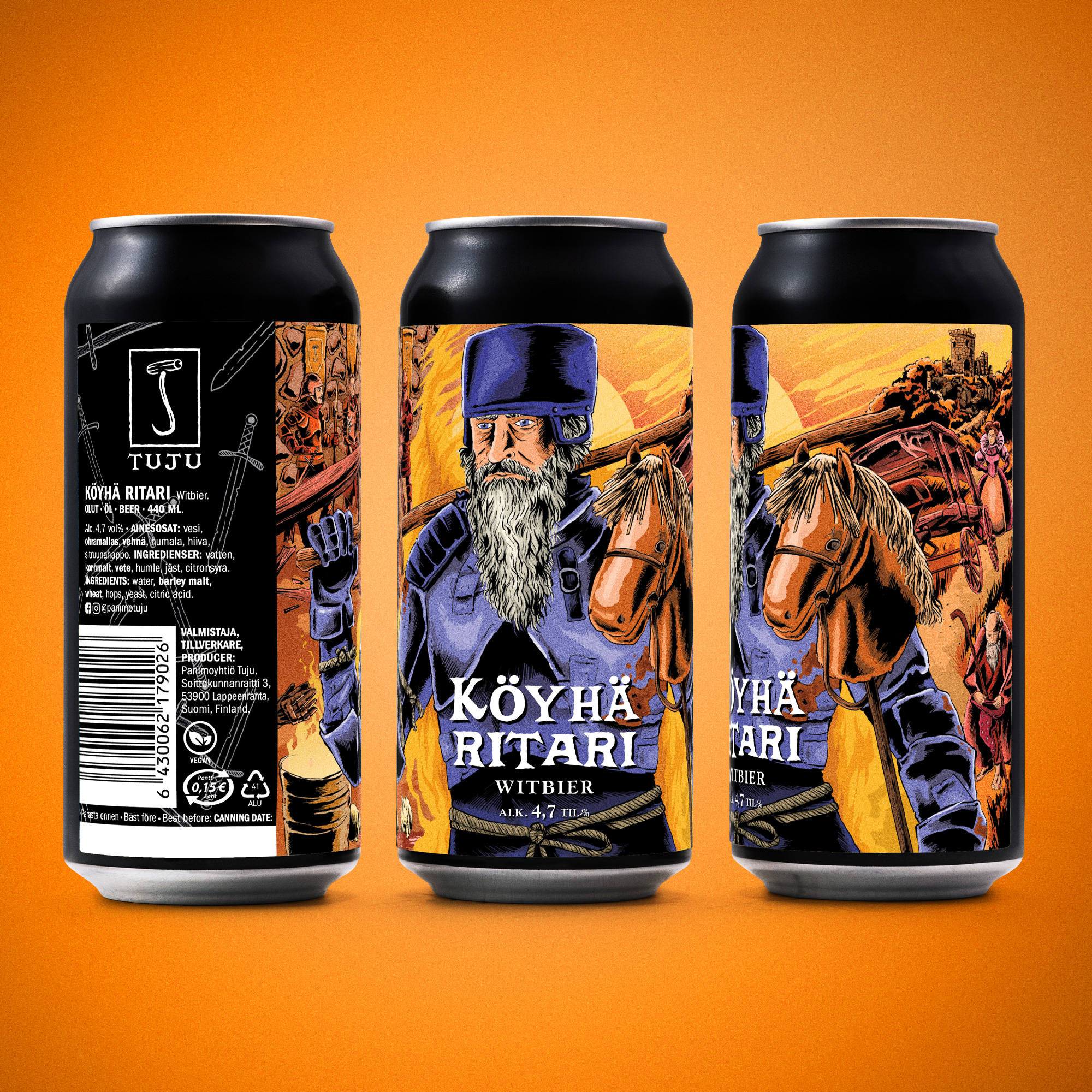 *** PURKKI- JA KEGIUUTUUS! ***
Arvuuttelut on arvuuteltu ja nyt on aika julkaista uusi kesäoluemme!
⚔️🍺 Köyhä Ritari 4,7% | Witbier | Saaz 🍺

Edessämme on uljas tehtävä, joka ei sisällä marjojen poimimista, hillon keittämistä eikä kermavaahdon vatkaamista. Kun kurkku kuivuu armotta, aurinko porottaa kuin lohikäärmeen henkäys, ja kun väsymys kiristää otettaan armottomasti, kepittelee ritarimme paikalle, toteutettavanaan tehtävistä mitä kunniallisin; janon sammuttaminen.

Paistettua pullaa on turha nyt etsiä. Belgityylinen vehnämme on oljenvärinen kaunokainen, sekä  raikas ja upea-arominen janojuoma, jossa vilvoittava sitrushedelmäinen raikkaus yhdistyy kevyeen kirpeyteen. Livakasti livahtava belgivehnämme saattaa löystyttää muutaman mutterin haarniskasta mennessään, mutta takaa sen, että liikkeet pysyvät nuorekkaan notkeina.

Saatavilla kaupoista ja ravintoloista kautta maan, sekä luonnollisesti verkkonoutokaupastamme osoitteesta https://www.panimotuju.fi/tuote/koyha-ritari-47
