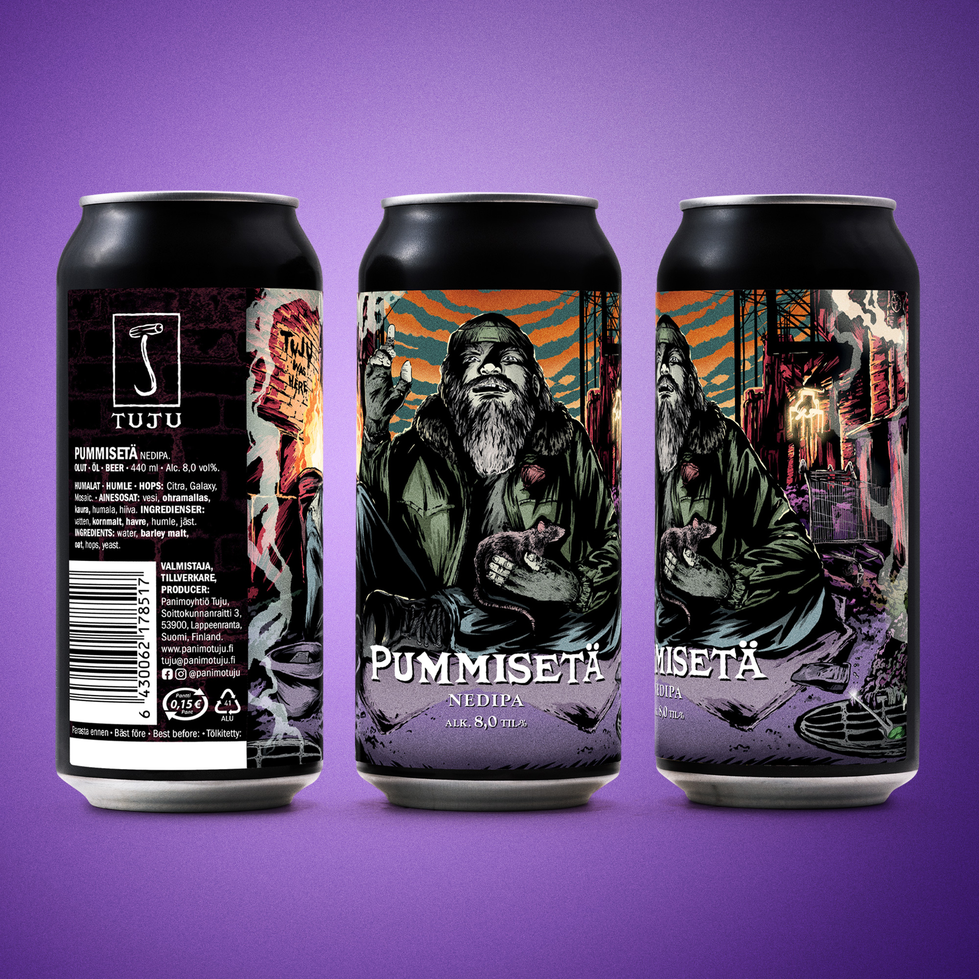 Heinäkuu tuntuu totutusti olevan meille DIPA-kuukausi, eikä tämäkään heinäkuu tee poikkeusta! Nyt saapuu semmoinen sumusetä, että oksat pois!

🧔Pummisetä 8,0% | NEDIPA | Galaxy, Citra, Mosaic🧔

Pyöreän muhkea, samean sottainen, vakavasti otettava, mutta naurettavan maukas! Ihanaa hedelmäistä Galaxya, sitrusksista Citraa ja mangoa ja  passionhedelmää, sekä yrttistä vivahdetta Mosaicista. 

Pummisedän vierailu aiheuttaa meissä aina innostuneita reaktioita. Tekeepä mieli kiljua!

Saatavilla siisteistä ja cooleista kaupoista kautta maan, sekä asiansa osaavista ravintoloista. Toki ja tottakai saatavilla 24/7/365 palvelevasta Tujun verkkonoutokaupasta osoitteesta: https://www.panimotuju.fi/tuote/pummiseta-80/