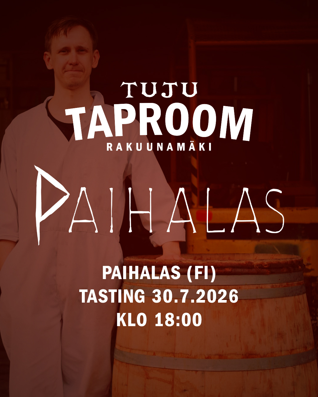 🍻 Paihalas saapuu Lappeenrantaan! 🍻

Suomen mystisimpänä panimona tunnettu @paihalasbrewery  saapuu torstaina 30.7.2026 Tuju Taproomille. Sodankylässä toimiva yhden miehen panimo valmistaa ainutlaatuisia villihiivaoluita, joissa maistuvat pohjoisen luonnon raaka-aineet. Jokainen erä on pieni ja pullotteet ovat todellisia limited edition -herkkuja.

Nyt sinulla on harvinainen mahdollisuus tutustua Paihalaksen oluihin itse Paihalaksen oluentekijän Samuli Koivistoisen johdolla!

🍺 Paihalas-tasting
📅 Torstaina 30.7.2026 klo 18.00
📍Tuju Taproom (Soittokunnanraitti 3, Lappeenranta)
🎟️ Liput 30 € / henkilö

Ole villi, osta lippu ja tule ajoissa paikalle!