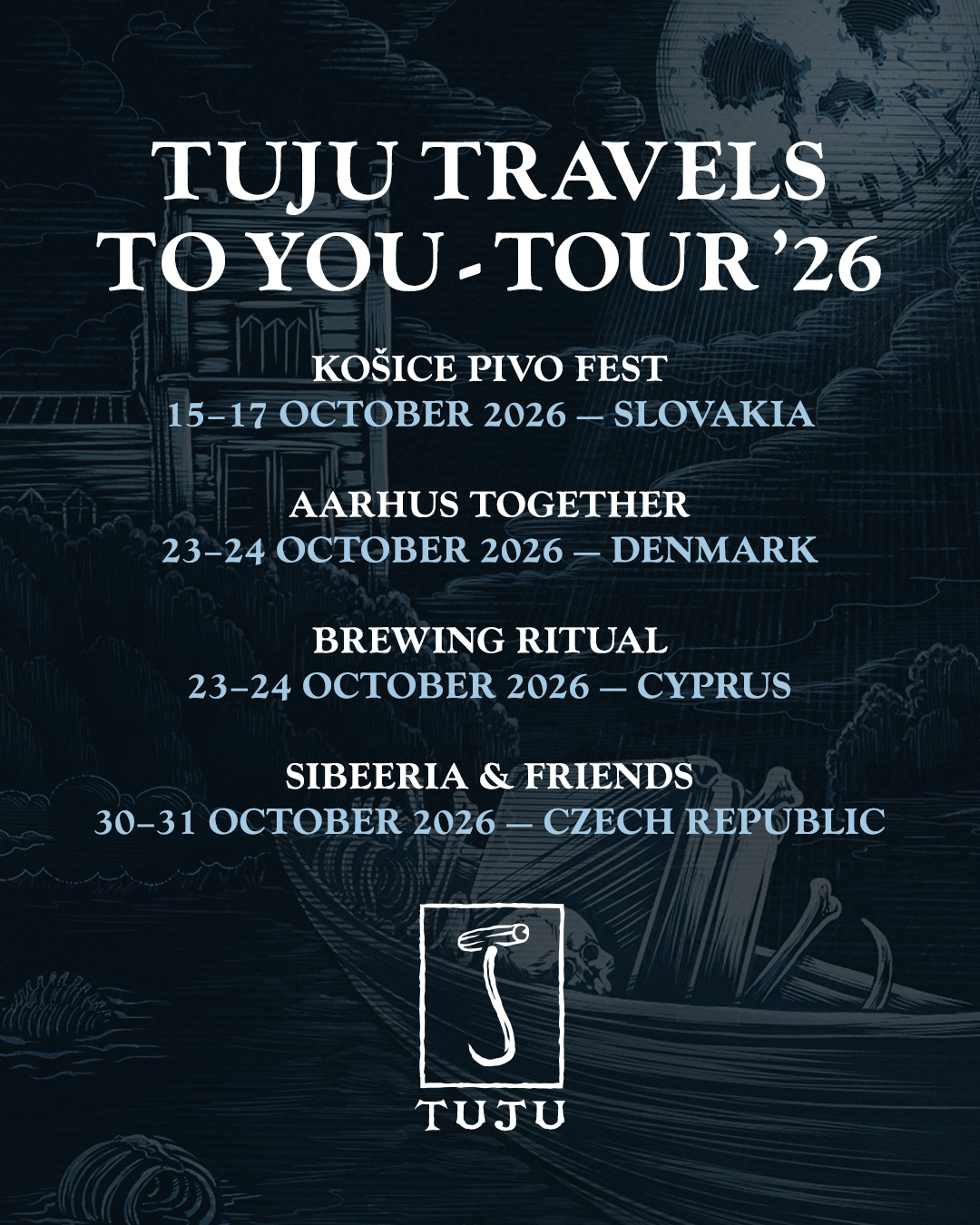 🌍 LAND, AIR & SEA - TUJU IS ON THE MOVE! ✈️

It's crazy! October is a full-on whirlwind here at Tuju, and we're hitting the road (and sea and air) once again! Things are getting a little out of hand: four events, four countries, one helluva busy month!

🇸🇰 15–17 October — Košice Pivo Fest (@pivovarhostinec), Slovakia
🇩🇰 23-24 October — @aarhustogether , Denmark
🇨🇾 23–24 October — @brewingritualfest , Cyprus
🇨🇿 30–31 October — Sibeeria & Friends (@sibeeria.brewery), Czech Republic

Different countries, different places, different faces... but the same familiar, damn good Tuju beers!

See you out there!